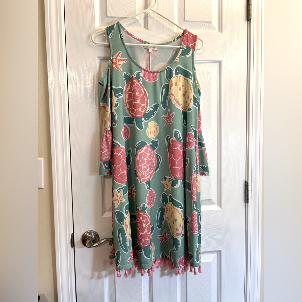 Ladies simply southern sundress with turtles size medium